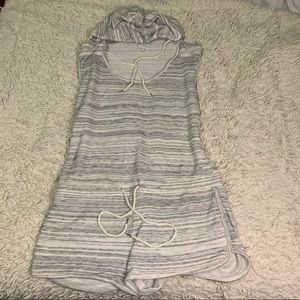 Grey and White Towel Hooded Cover Up Romper